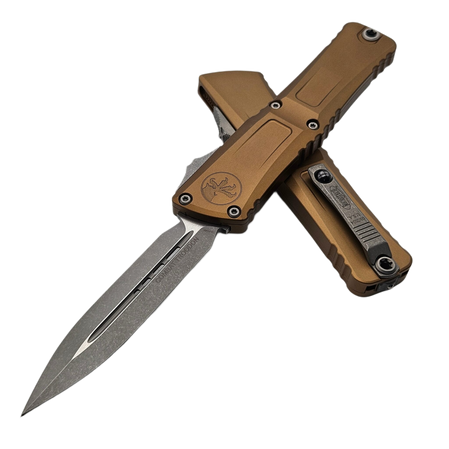 Nóż automatyczny OTF Microtech Combat Troodon Gen III D/E Tan Aluminium, Apocalyptic M390MK by Tony Marfione (1142-10APTA)