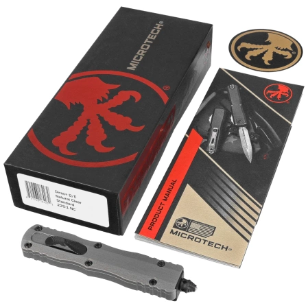 Nóż automatyczny OTF Microtech Dirac D/E Natural Clear Aluminium, Black M390 by Tony Marfione (225-1NC)