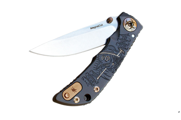 Nóż składany Spartan Blades Harsey 3.25 Folder Plague Doctor Black/Gold Titanium, Stonewashed MagnaCut by William W. Harsey (SF10DOCTOR BK)
