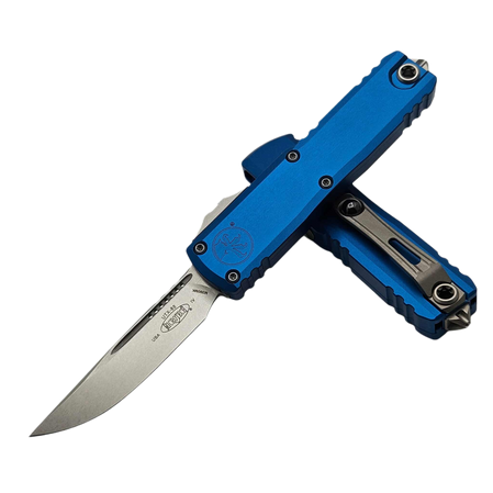 Microtech UTX-85 Gen IV S/E OTF Knife Blue Aluminum, Stonewashed M390MK by Tony Marfione (12314-10BL)