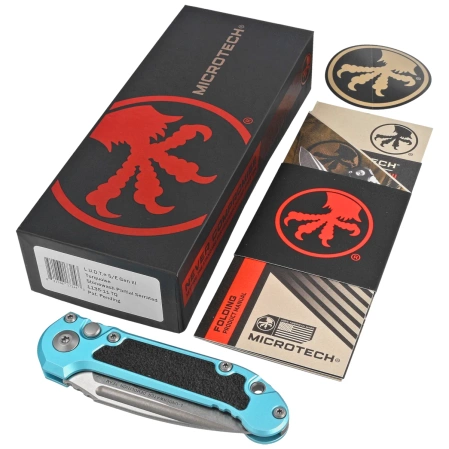 Microtech LUDT Gen III S/E Automatic Knife Turquoise Aluminum, Stonewashed P/S M390MK by Tony Marfione (1135-11TQ)