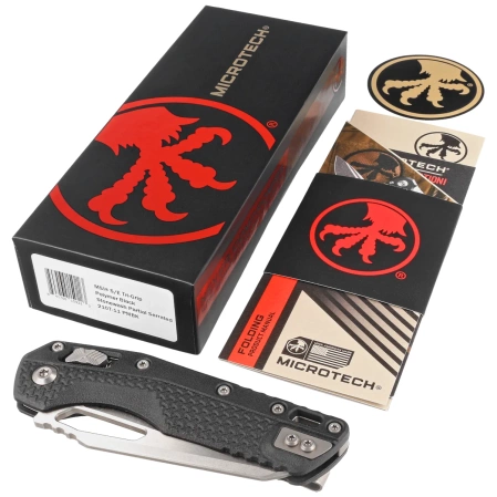 Microtech MSI S/E Ram-Lok Black Tri-Grip Polymer, Stonewashed P/S M390MK by Tony Marfione (210T-11PMBK)