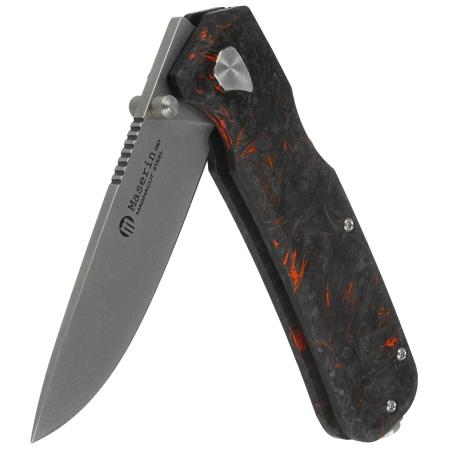 Maserin 630 Pulse Knife Black/Orange FatCarbon, Stonewashed MagnaCut by Igor Bortolussi (630/FCA)