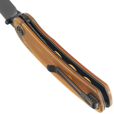 Kubey Knife Momentum Ultem, Black Stonewashed AUS-10 by Sherif Manganas (KU344N)