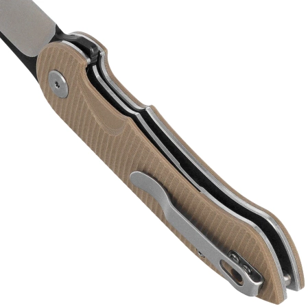 Bestech Torpedo Knife Beige G10, Black Stonewashed / Satin D2 (BG17B-2)