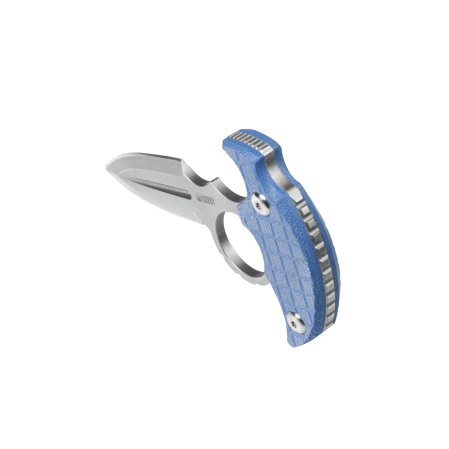 Kubey Cavy Pushdagger Blue Micarta, Stonewashed 14C28N by MUZI Design (KU403D)