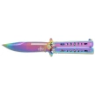 Third Decor Habitat Balisong Rainbow Stainless Steel, Rainbow 420 Butterfly Knife (K2099)