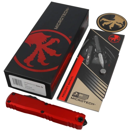 Nóż automatyczny OTF Microtech Ultratech Gen IV S/E Red Aluminium, Black M390MK by Tony Marfione (11214-1RD)