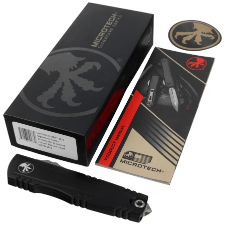 Nóż automatyczny OTF Microtech Luminary ZBP D/E Signature Black Aluminium, Stonewashed M390MK by Tony Marfione (1270-10S)