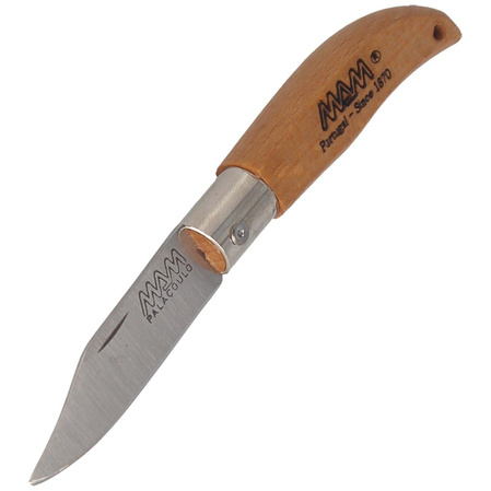 MAM Iberica Mini Keychain Knife, Light Beech Wood, Inox HW, Satin 420 (2001-LW)