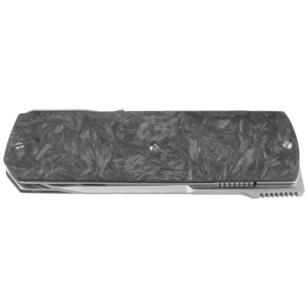 Maserin 410 Silver Black FatCarbon, Satin Elmax by Bruno Bruna Knife (410/N)