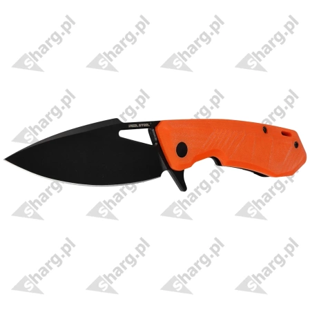 Real Steel Knives Pelican Orange G10 / Black Steel, Black D2 by Aslan Zhanabayev (7922)
