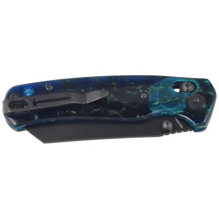Bestechman Cicada's Wing Knife Clear Blue Resin, Black PVD 10Cr15MoV (BMK06R)