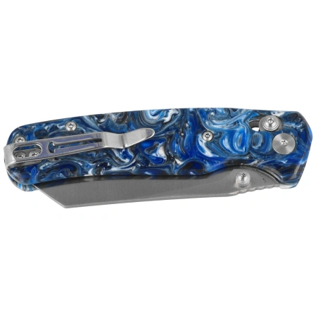 Bestechman Cicada's Wing Knife Blue Resin, Satin 10Cr15MoV (BMK06Q)