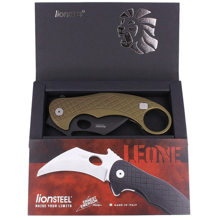 LionSteel L.E.One Knife Green Aluminum, Chemical Black MagnaCut by Emerson Design (LE1 A GB)
