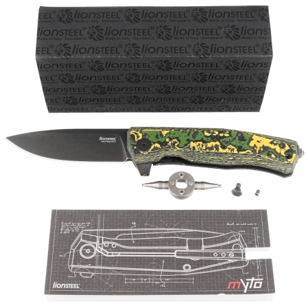 LionSteel Myto Knife Toxic Storm Fat Carbon, Old Black MagnaCut by Molletta (MT01 MC TS)