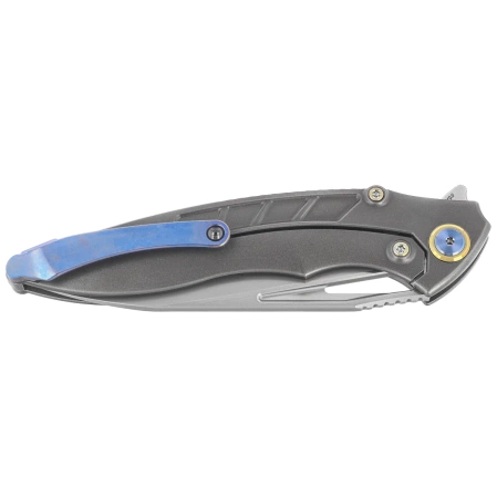 Rike Knife RK 1902 B/CF Titanium/Blue Carbon Fiber, Bead Blasted M390