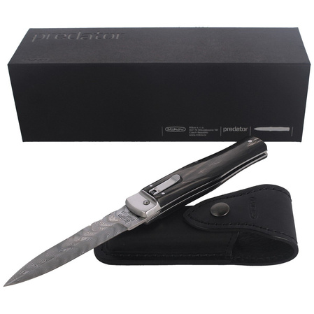 Nóż sprężynowy Mikov Predator Wildcat Buffalo Horn, Damascus PMC27 (241-DR-1/KP)