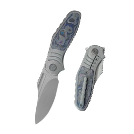 Nóż składany Kubey KB Knives Stroller Gray Titanium/Damtanium CamoCarbon, Darkwashed CPM 20CV by Utilizator (KB384B)