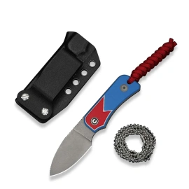 Civivi Baby Banter Fixed Blade Knife Red-White-Blue G10, Gray Stonewashed Nitro-V by Ben Petersen (C23045A-1)
