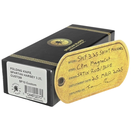 Spartan Blades Harsey Folder 3.25 Saint Michael Special Edition Gray Titanium, Gray HW, Stonewashed MagnaCut by William W. Harsey (SF10 Custom St Michael)