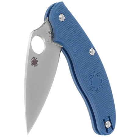 Spyderco UK Penknife Blue FRN, Satin Plain CPM SPY27 by Sal Glesser Knife (C94PCBL)