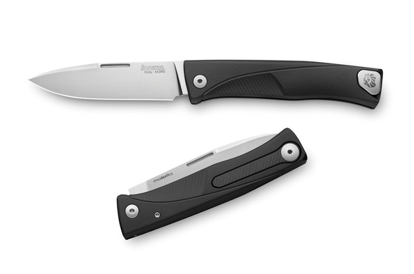 LionSteel Thrill Knife Black Aluminum, Satin M390 by Molletta (TL A BS)