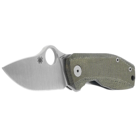 Spyderco SpyNano Flash Batch Knife Green Canvas Micarta/Titanium, Satin M398 (C268MTIP)
