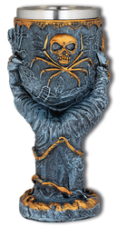 Tole 10 Imperial Skull-Spyder Goblet Grey/Gold Resin (39557)