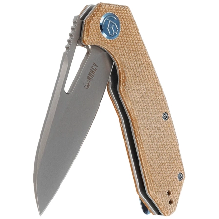 Kubey Vagrant Knife Tan Micarta, Sandblasted M390 by Maksim Tkachuk (KB291V)