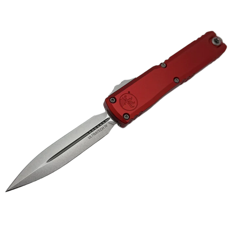 Nóż automatyczny OTF Microtech Ultratech Gen IV D/E Red Aluminium, Stonewashed M390MK by Tony Marfione (11224-10RD)