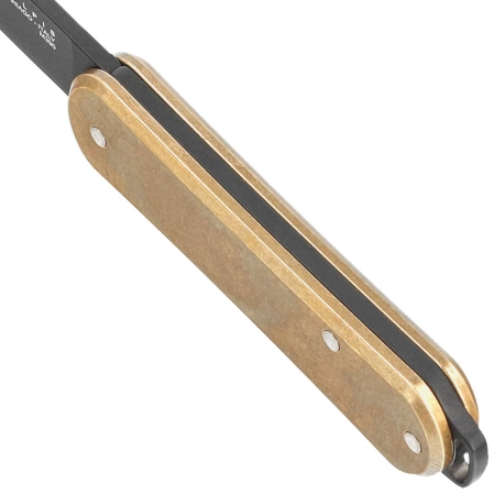 Fox Vulpis Brass, Black Top Shield M390 Pocket Knife (FX-VP108 OTB)