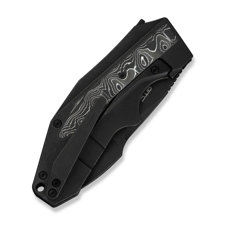 WeKnife Coral Black Titanium/Aluminum Foil Carbon Fiber, Black Stonewashed CPM 20CV by Gustavo T. Cecchini (WE24044-1)