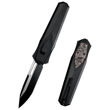 Remette RT-Swordfish T Knife Black Aluminum/Copper Carbon Fiber, Titanium Black 14C28N (ZL103C8)