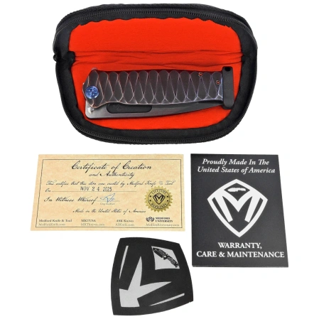 Medford USMC FF Knife Black/Blue-Violet ''Diamond Head'' Titanium, BLue HW, Brsh/Blue Clip, Black DLC/Satin S90V by Greg Medford (MK2044TQ-01TM-TFCP-PP)