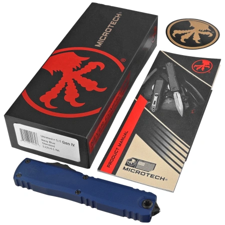 Microtech Ultratech Gen IV S/E OTF Knife Navy Blue Aluminum, Black M390MK by Tony Marfione (11214-1NA)