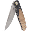 Nóż składany Bestech Ascot Black Carbon Fiber/G10 Lightburl Wood, Satin 14C28N (BG19D)