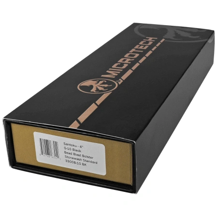 Microtech Santoku 4.2'' Kitchen Knife Titanium Bolster/Black G10, Stonewashed M390MK (3300B-10BK)