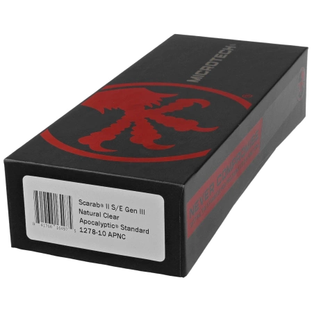 Microtech Scarab II Gen III S/E OTF Knife Natural Clear Aluminum, Apocalyptic M390MK by Tony Marfione (1278-10APNC)