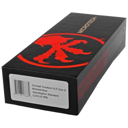 Microtech Combat Troodon Gen III S/E OTF Knife Marbled Blue Aluminum, Apocalyptic M390MK by Tony Marfione (1143-10MBL)