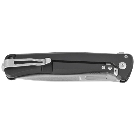 LionSteel Skinny Knife Black Aluminum/ Black Canvas Micarta, Stonewashed MagnaCut by Molletta (SK01A BS)