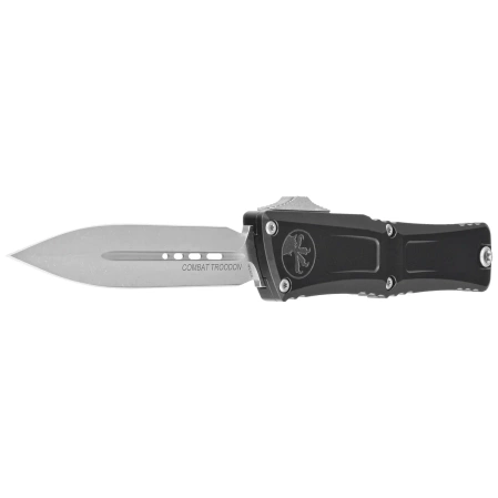 Microtech Combat Troodon Gen III D/E OTF Knife Black Aluminum, Apocalyptic M390MK by Tony Marfione (1142-10AP)