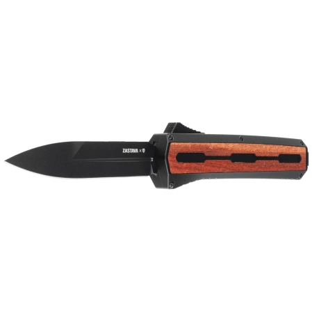 Nóż automatyczny OTF Tekto A7 Zastava S/P Black Aluminium/Red Wood, Black CPM S35VN