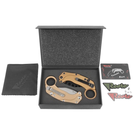 Nóż grawitacyjny Reate EXO-K Gravity Karambit Tan Aluminium, Stonewashed N690
