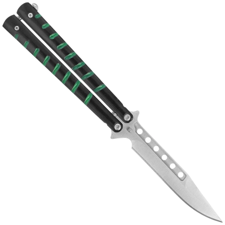 Nóż motylkowy Third Decor Habitat Balisong Black/Green Stainless Steel, Satin (16071V)