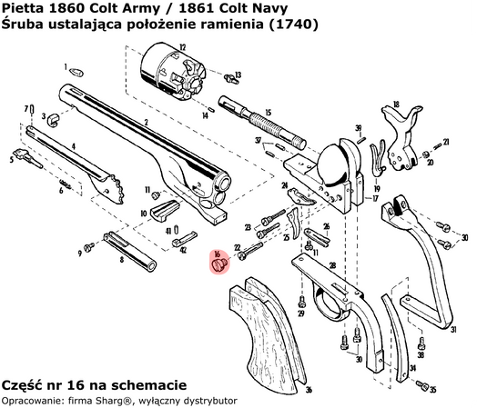 Śruba ustalająca położenie ramienia Rew. Pietta