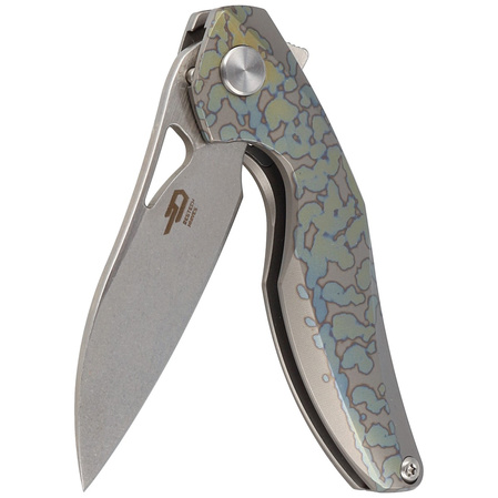 Bestech The Reticulan Neck Knife Grey/Colorful Titanium, Stonewashed/Satin CPM S35VN by Elijah Isham (BT1810E)