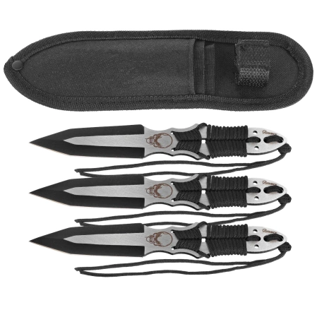 Martinez Albainox Skull Throwing Knife Set 3 pcs Black Paracord, Black 3Cr13Mov (32344)