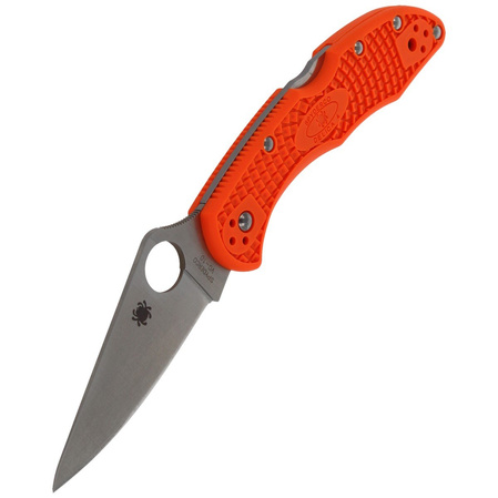 Spyderco Delica 4 FRN Orange Flat Ground PlainEdge Knife (C11FPOR)