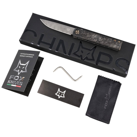 FOX Knife Chnops Marble Carbon Fiber, Damasteel DS93X Gysinge by Riccardo Gobbato (FX-543 DCF)